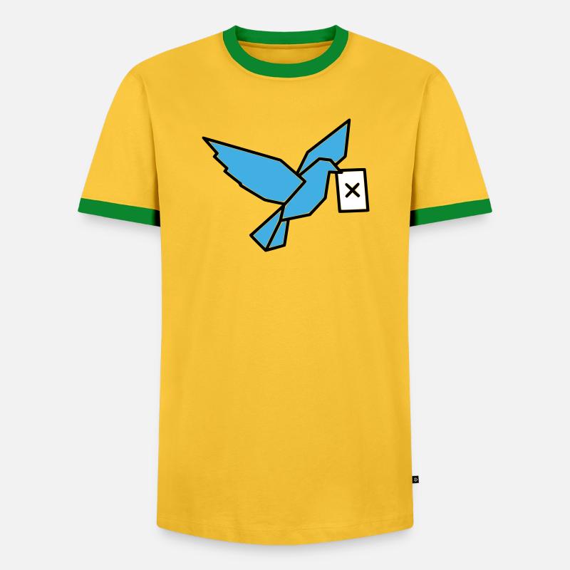 Brieftaube Wahlzettel Vogel Bunt - Männer Kontrast-T-Shirt - Gelb/Grün 