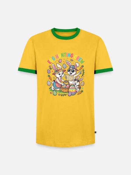 Hoster Bunny Family - Egg Collector - Men's Ringer Shirt - yellow/green 