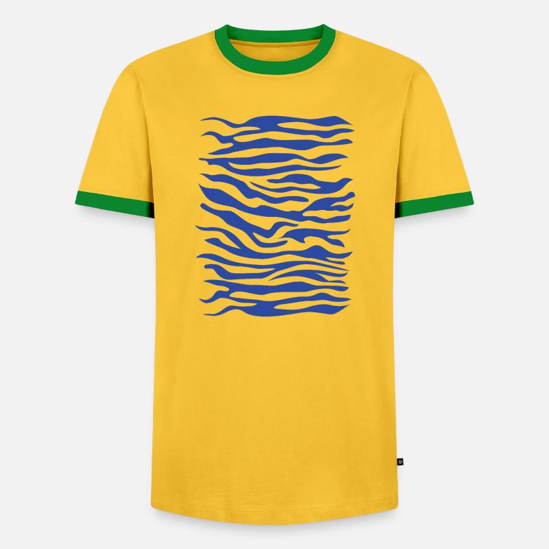 Zebra Pattern Blue - Men's Ringer Shirt - yellow/green 