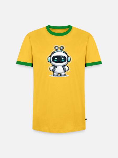 Copilot KI-Roboter-Maskottchen niedlicher Entwickler-Aufkleber - Männer Kontrast-T-Shirt - Gelb/Grün 