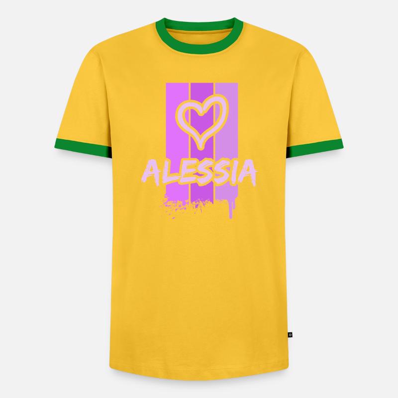 Geschenkidee Alessia - Männer Kontrast-T-Shirt - Gelb/Grün