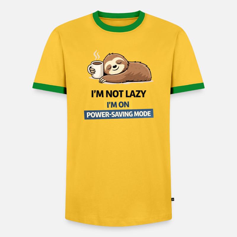 Sloth Power Saving Mode Tee - Men's Ringer Shirt - yellow/green 
