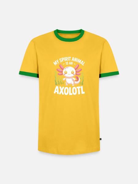 Axolotl Geisttier-Tee - Männer Kontrast-T-Shirt - Gelb/Grün