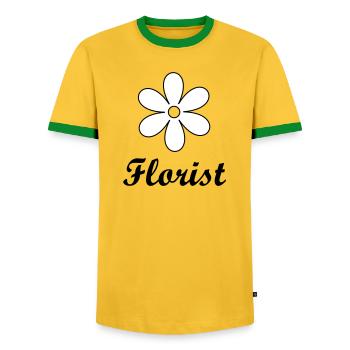 Artisan fleuriste logo floral épuré - T-shirt contrasté Homme - jaune/vert  - Devant - AI Model Female 172 light (172cm) & AI Model Male 178 dark (178cm)