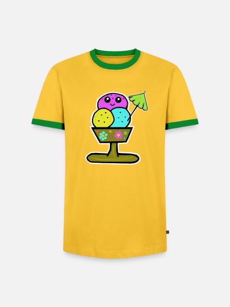 Bunter Eisbecher Eiscreme Eiskreme Eis - Men's Ringer Shirt - yellow/green 