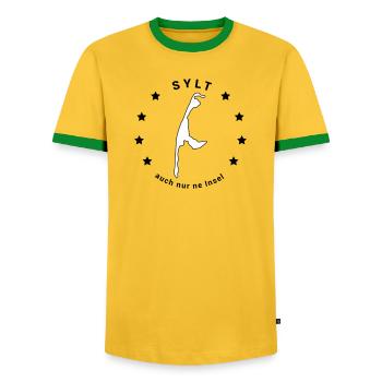Sylt - Insel Nordsee Maritim Watt Meer - Männer Kontrast-T-Shirt - Gelb/Grün  - Vorne - AI Model Female 172 light (172cm) & AI Model Male 178 dark (178cm)
