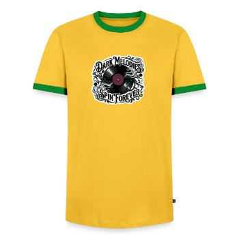 Dunkle Melodien drehen sich ewig - Männer Kontrast-T-Shirt - Gelb/Grün  - Vorne - AI Model Female 172 light (172cm) & AI Model Male 178 dark (178cm)