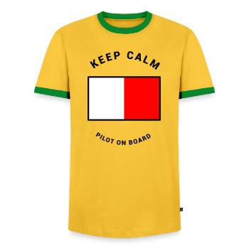 Amiral H - pilote à bord du navire pilote - T-shirt contrasté Homme - jaune/vert  - Devant - AI Model Female 172 light (172cm) & AI Model Male 178 dark (178cm)