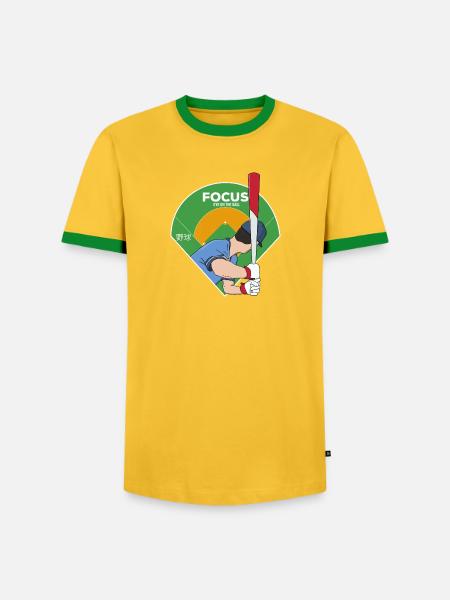 Fokus-Auge auf den Ball Baseball - Männer Kontrast-T-Shirt - Gelb/Grün 