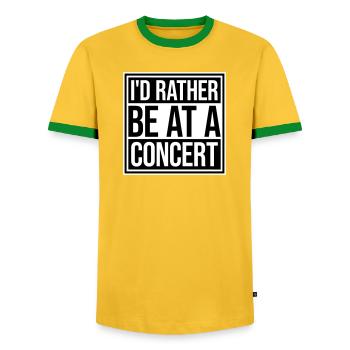 Je préférerais être à un concert Lustig Musik Konzert - T-shirt contrasté Homme - jaune/vert  - Devant - AI Model Female 172 light (172cm) & AI Model Male 178 dark (178cm)