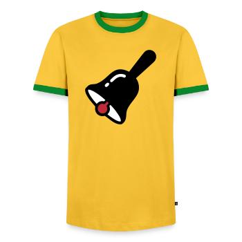 Schulglocke Klingel Pause Retro - Männer Kontrast-T-Shirt - Gelb/Grün  - Vorne - AI Model Female 172 light (172cm) & AI Model Male 178 dark (178cm)