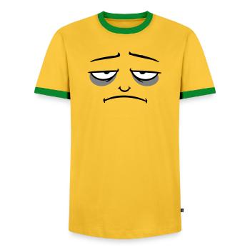Mürrisches Trauriges Enttäuschtes Gesicht Lustig - T-shirt contrasté Homme - jaune/vert  - Devant - AI Model Female 172 light (172cm) & AI Model Male 178 dark (178cm)