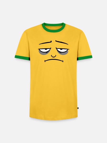 Grumpy sad disappointed face funny - Men's Ringer Shirt - yellow/green 