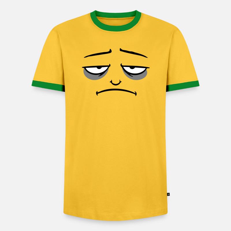 Grumpy sad disappointed face funny - Men's Ringer Shirt - yellow/green 