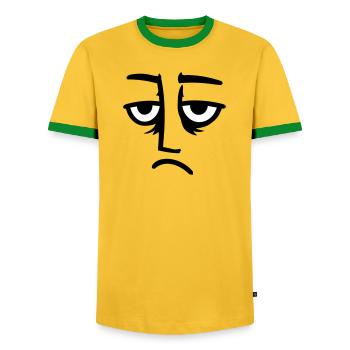 Mürrisches Trauriges Enttäuschtes Gesicht Lustig - T-shirt contrasté Homme - jaune/vert  - Devant - AI Model Female 172 light (172cm) & AI Model Male 178 dark (178cm)