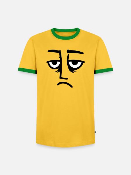 Grumpy sad disappointed face funny - Men's Ringer Shirt - yellow/green 