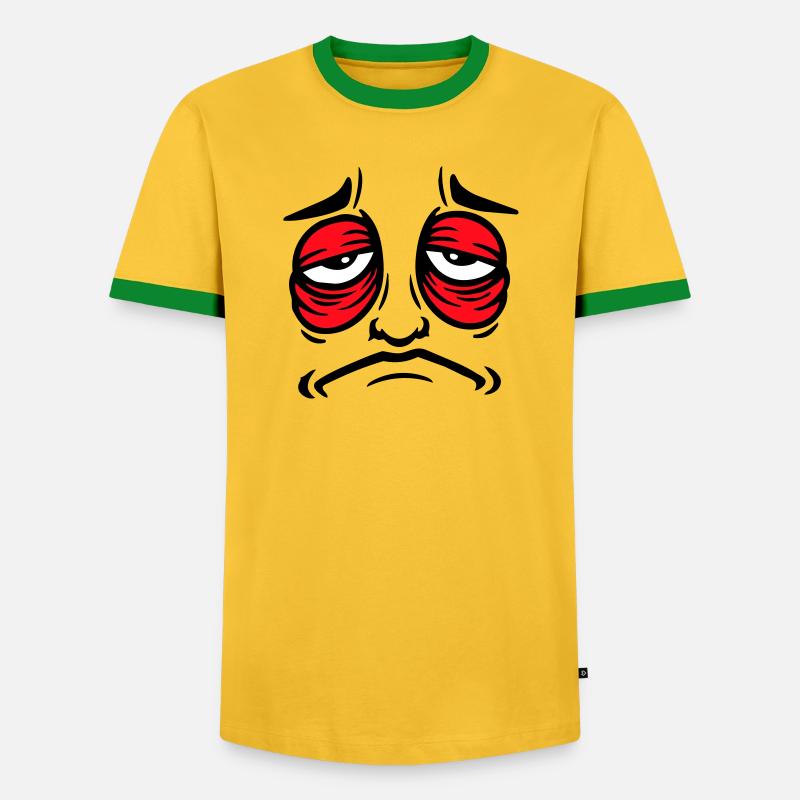 Grumpy sad disappointed face funny - Men's Ringer Shirt - yellow/green 