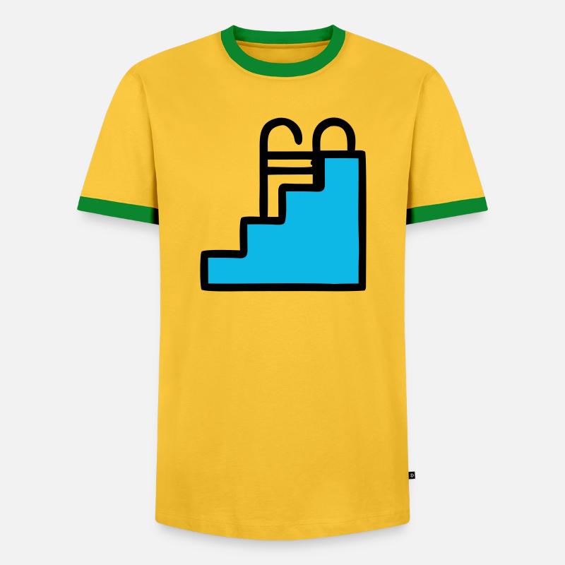  Pool Leiter Schwimmbad Icon - Männer Kontrast-T-Shirt - Gelb/Grün 