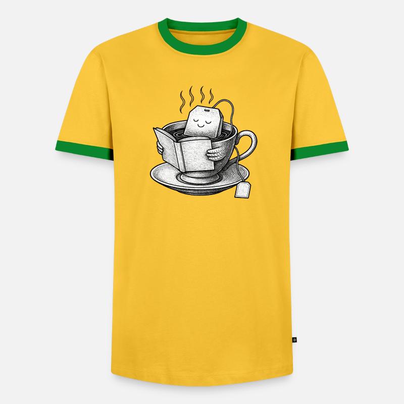 Cozy Tea Cup Reader - Männer Kontrast-T-Shirt - Gelb/Grün