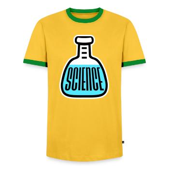 Science Science Statement Nerd Education Saying - Men's Ringer Shirt - yellow/green  - Front - AI Model Female 172 light (172cm) & AI Model Male 178 dark (178cm)