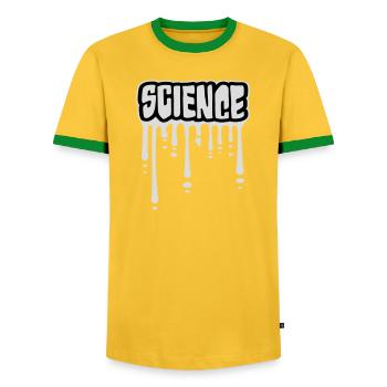 Science Science Statement Nerd Education Saying - Men's Ringer Shirt - yellow/green  - Front - AI Model Female 172 light (172cm) & AI Model Male 178 dark (178cm)