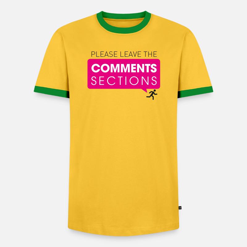 Please Leave The Comments Section - Männer Kontrast-T-Shirt - Gelb/Grün 