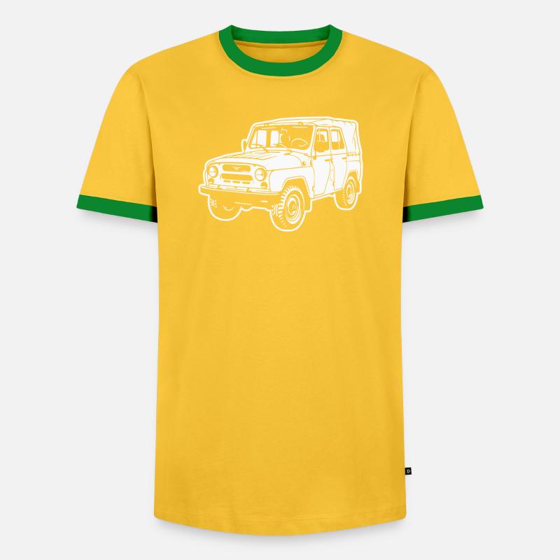 UAZ off-road vehicle (difference image) - Men's Ringer Shirt - yellow/green 