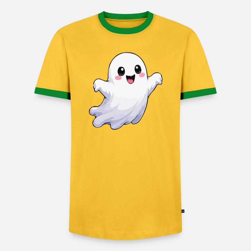 Ghost Comic Fun - Men's Ringer Shirt - yellow/green 