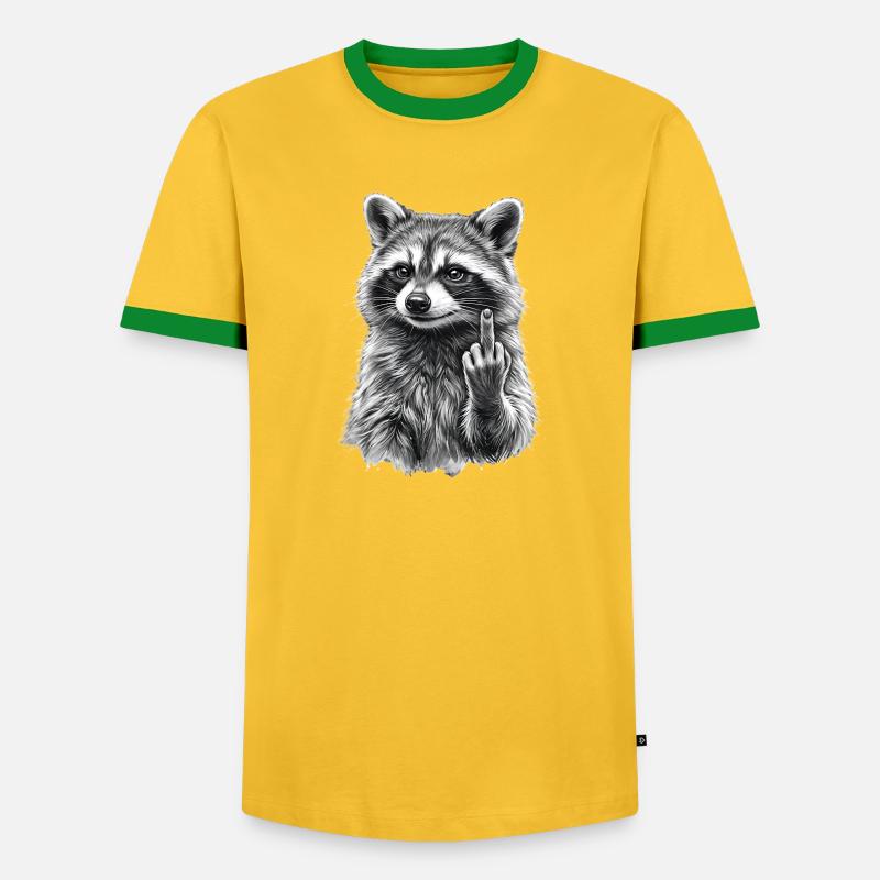 grumpy raccoon - Men's Ringer Shirt - yellow/green 