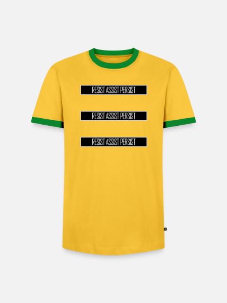 Resist Assist Persist Activism Motivation Logo - Men's Ringer Shirt - yellow/green