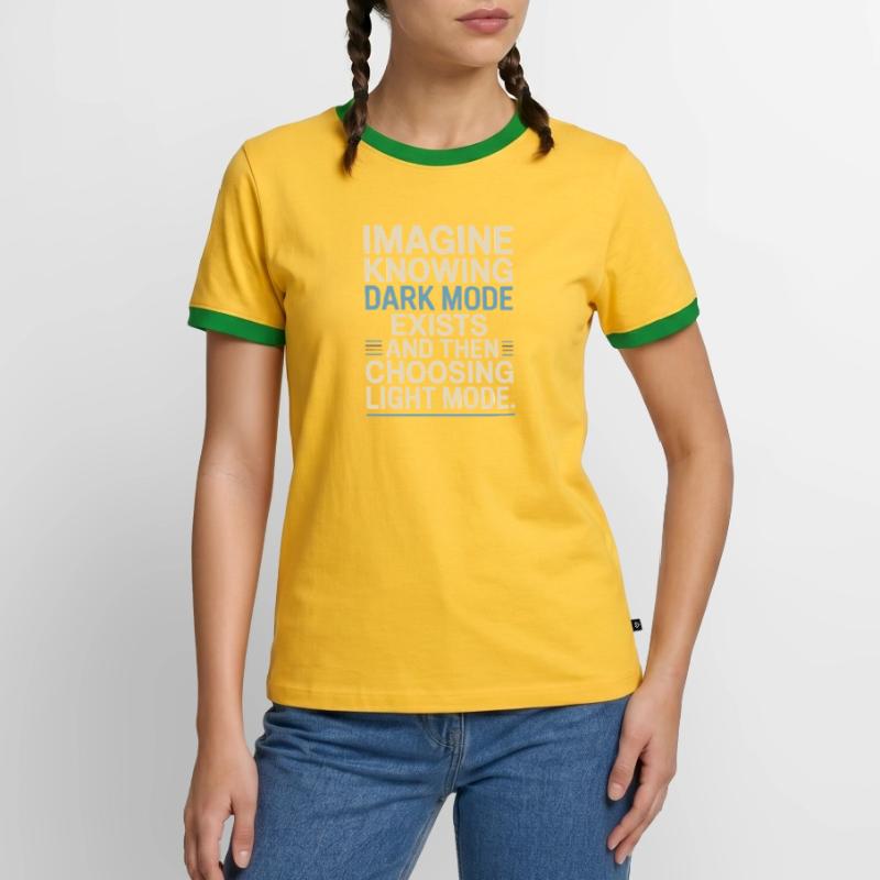 Dark Mode Exists Programmer IT Nerd Coder Office Men's Ringer Shirt