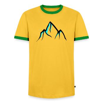 Mountains Mountains - Men's Ringer Shirt - yellow/green  - Front - AI Model Female 172 light (172cm) & AI Model Male 178 dark (178cm)