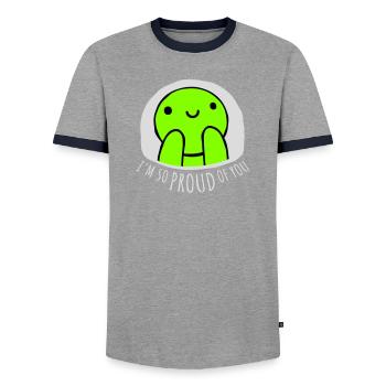 I'm So Proud Of You Heartily Encouraging Saying - Men's Ringer Shirt - grey/navy  - Front - AI Model Female 172 light (172cm) & AI Model Male 178 light (178cm)