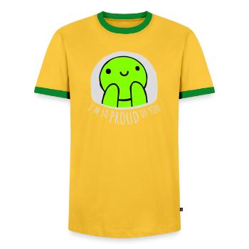 Je suis tellement fier de toi pour t’encourager sincèrement à dire - T-shirt contrasté Homme - jaune/vert  - Devant - AI Model Female 172 light (172cm) & AI Model Male 178 dark (178cm)