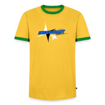 Insouciant Bleu Dynamique - T-shirt contrasté Homme - jaune/vert  - Devant - AI Model Female 172 light (172cm) & AI Model Male 178 dark (178cm)