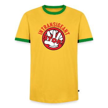 Intransigeant - T-shirt contrasté Homme - jaune/vert  - Devant - AI Model Female 172 light (172cm) & AI Model Male 178 dark (178cm)