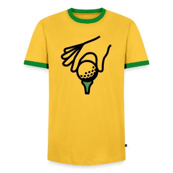 Golfball Abschlag Tee Golfsport Golfclub Golfer - Männer Kontrast-T-Shirt - Gelb/Grün  - Vorne - AI Model Female 172 light (172cm) & AI Model Male 178 dark (178cm)