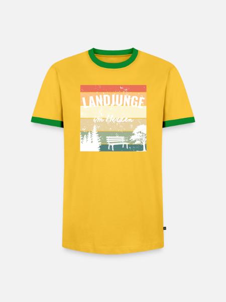 Landjunge im Herzen – Mein Zuhause - Männer Kontrast-T-Shirt - Gelb/Grün 