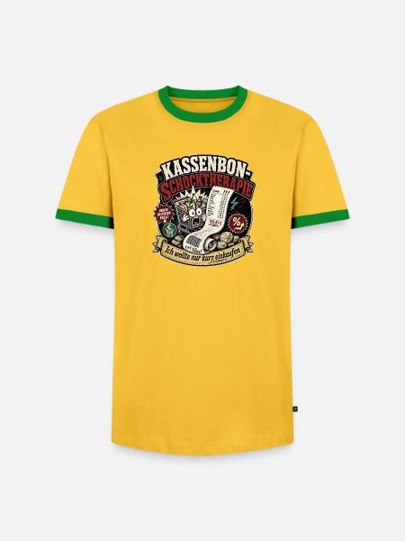 Kassenbon Schocktherapie - Inflation sichtbar - Männer Kontrast-T-Shirt - Gelb/Grün