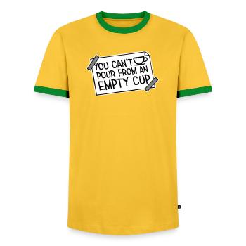 On ne peut pas verser dans un gobelet vide Soins personnels - T-shirt contrasté Homme - jaune/vert  - Devant - AI Model Female 172 light (172cm) & AI Model Male 178 dark (178cm)