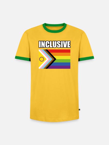 inklusive Pride-Flagge - Männer Kontrast-T-Shirt - Gelb/Grün 