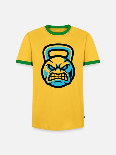 Kettlebell Devil Graphic - Men's Ringer Shirt - yellow/green
