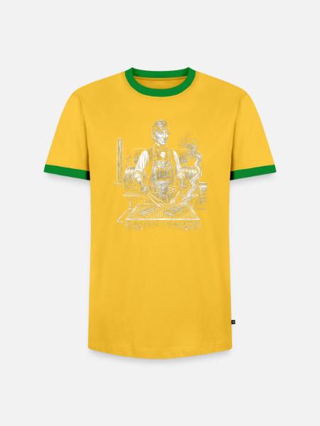 John Tyler grilling - Men's Ringer Shirt - yellow/green 