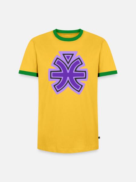 Pisces and Water Tribal Symbol - Men's Ringer Shirt - yellow/green