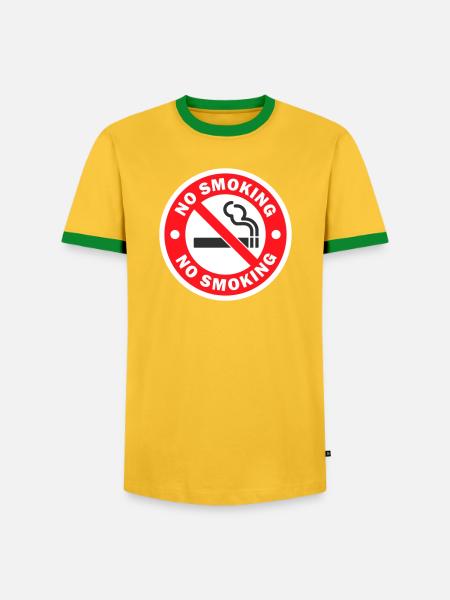Aufkleber zum Rauchverbotswarnschild - Männer Kontrast-T-Shirt - Gelb/Grün