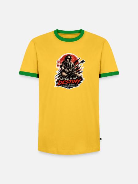 Music Destiny Gitarrenkraft - Männer Kontrast-T-Shirt - Gelb/Grün