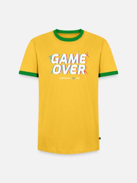 Game Over: Retro Arcade Glitch - Männer Kontrast-T-Shirt - Gelb/Grün