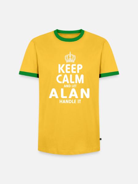 ALAN: Regel das. - Männer Kontrast-T-Shirt - Gelb/Grün 