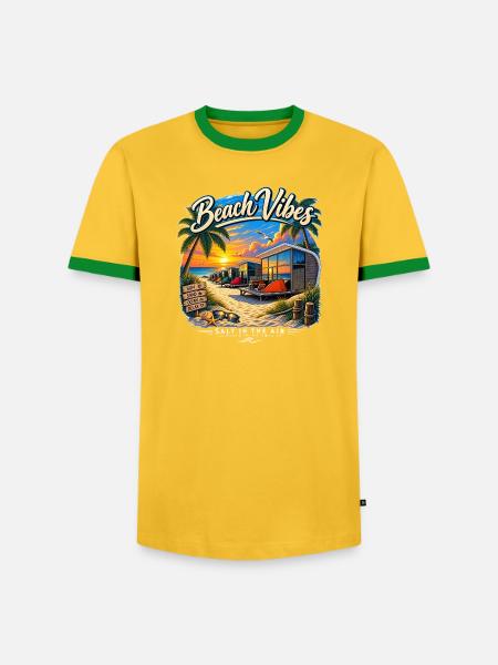 Beach Vibe - Männer Kontrast-T-Shirt - Gelb/Grün
