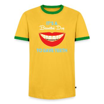 Zahnhygieniker Dental Zahnarzt - Männer Kontrast-T-Shirt - Gelb/Grün  - Vorne - AI Model Female 172 light (172cm) & AI Model Male 178 dark (178cm)